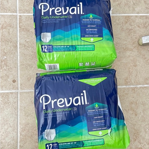 2xNew Prevail Daily Underwear XXL Adult Diapers 12 Count 68"-80" Omni Odor Guard - Picture 2 of 3